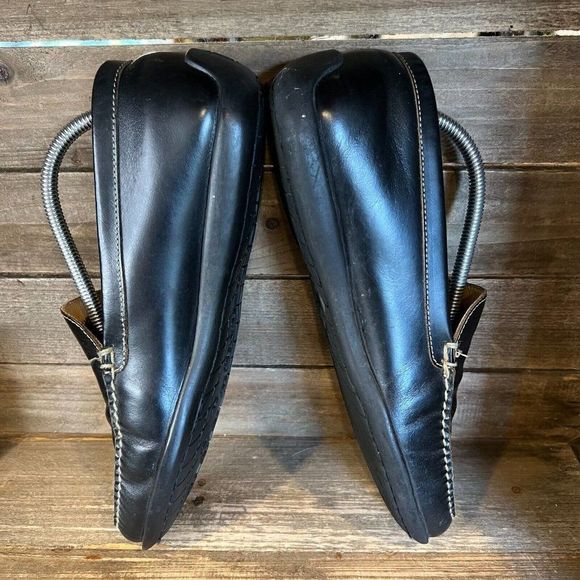 Mens Martin Dingman Black Leather Slip On Comfort Shoes Loafers Size 9.5 M GUC‎